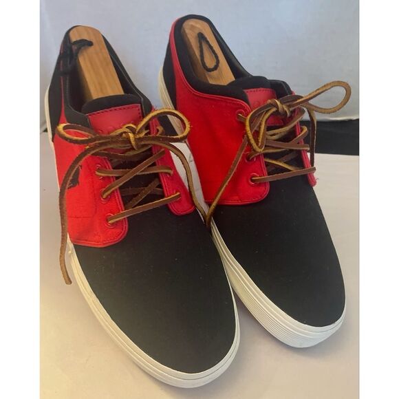 Polo Ralph Lauren Faxon Red and Black Casual Canvas Men's Shoes Size 10D - Picture 2 of 11
